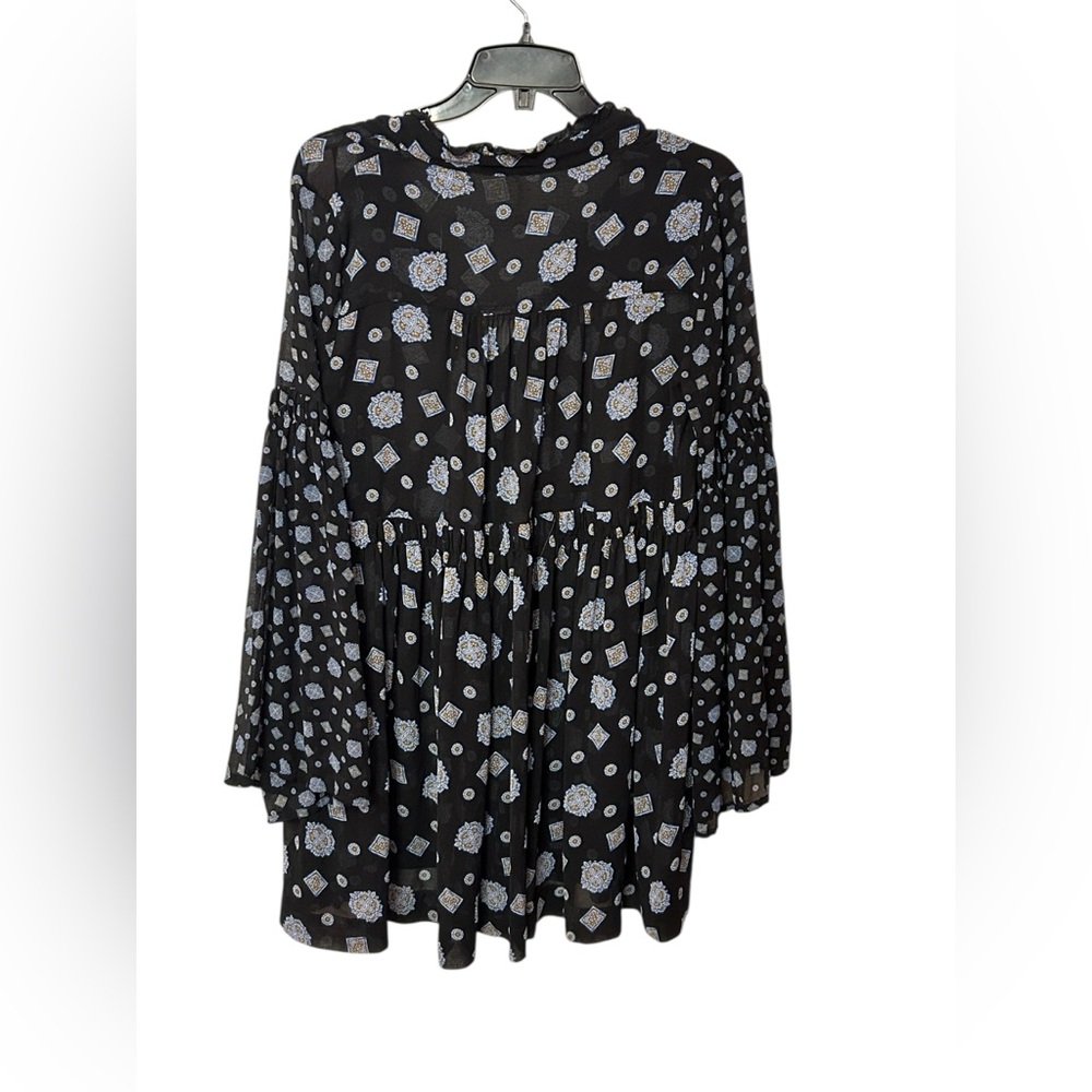 FREE PEOPLE Medallion Print Turn Turn Relaxed Fit Long Sleeve Mini Dress Size S - Picture 6 of 7